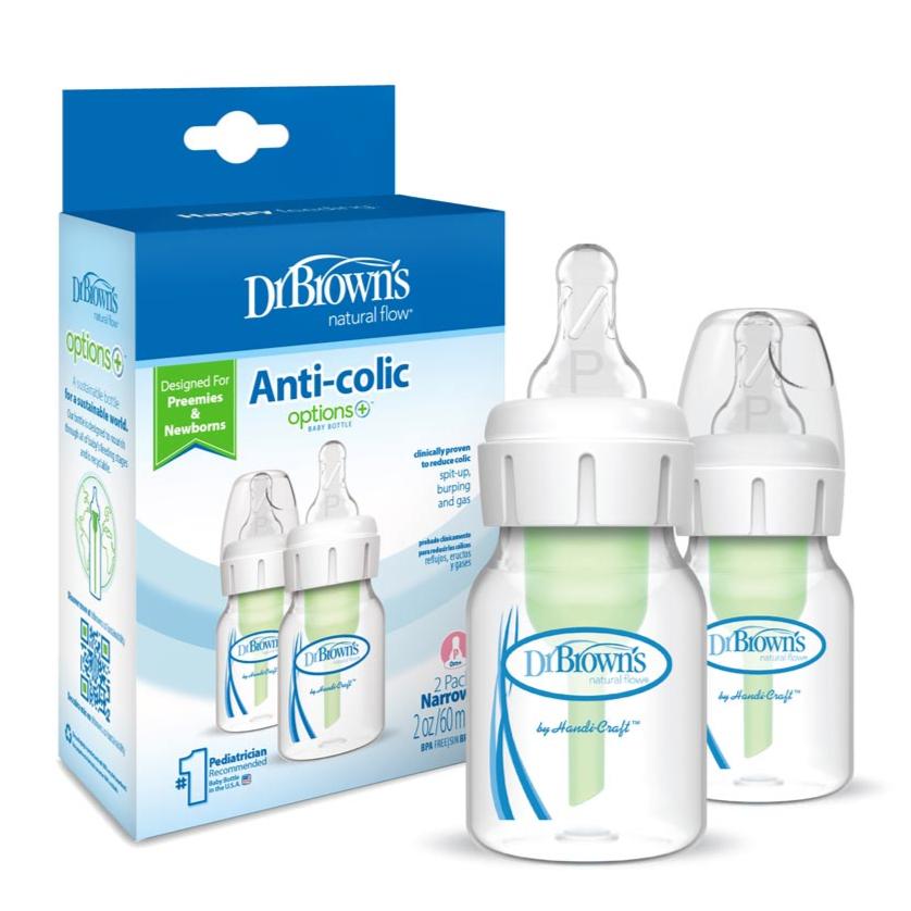 Natural Flow Anti-Colic Narrow Baby Bottle, 60mL with Preemie Flow™ Ni