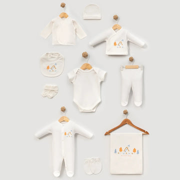 Baby Newborn 10-Piece Essentials Set – "My Sweet Home" Embroidery (White)
