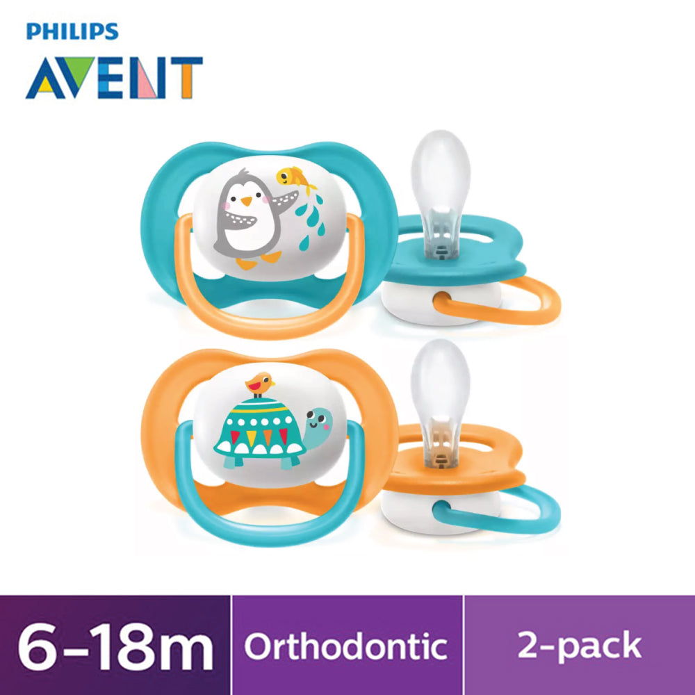 Avent 2pk Boys Ultra Air Pacifiers (6-18M | Turtle/Whale)