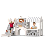 Toddler Slide and Climber Playset with Basketball Hoop and Telescope