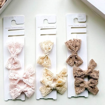 Girls Lace Bow Hair Clips 1 Hairband 2 Clip Set