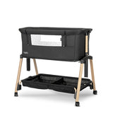 Baby Crib Layla 2In1 With Foldable Side BLACK/wooden effect