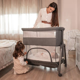 Baby Crib Layla 2In1 With Foldable Side BLACK/wooden effect