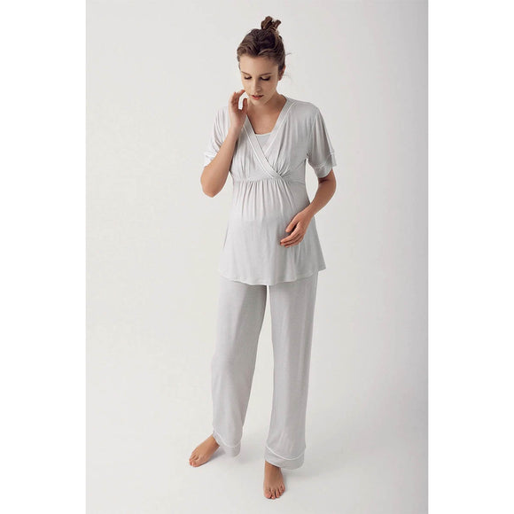 Lycra Maternity Pajamas Set/ Gri
