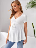 Maternity Ruched Knot Detail Peplum Tee