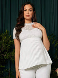 Maternity Lace Panel Pleated Hem Blouse