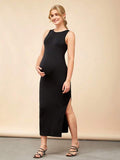 BASICS Maternity Split Thigh Solid Dress