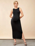 BASICS Maternity Split Thigh Solid Dress