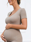 Maternity Solid Ribbed Knit Tee (top only)