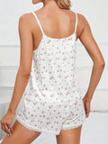 Maternity Ditsy Floral Print Lace Trim Cami Top & Shorts