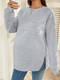 Maternity Casual Solid Color Side Slit Nursing Top