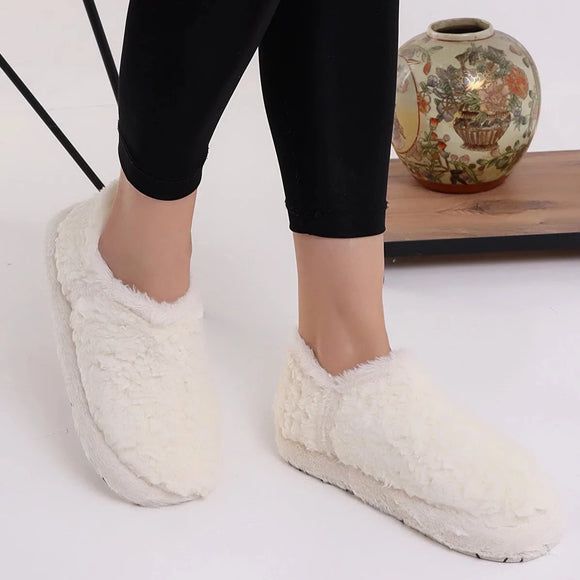 Women's Plush Winter Slippers Home Boots Fluffy 36-40 WHITE