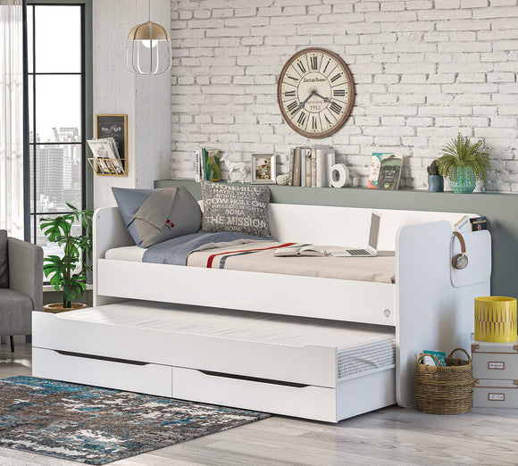 STUDIO BED WHITE (90x200 cm)+DRAWER PULL-OUT BED