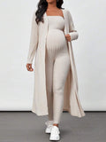 Maternity Ribbed Jumpsuit & Cardigan Set