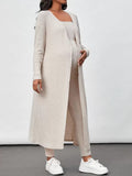 Maternity Ribbed Jumpsuit & Cardigan Set