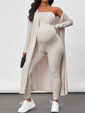 Maternity Ribbed Jumpsuit & Cardigan Set