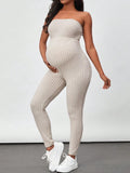 Maternity Ribbed Jumpsuit & Cardigan Set