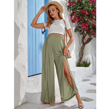 Maternity Solid Split Thigh Wide Leg Pants