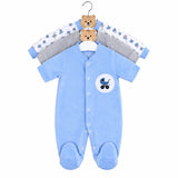 Baby Velour Footed Sleepsuits 3-Pack 3/12m