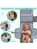 Portable Diaper Changing Station with Zippered Pockets & Stroller Clip