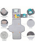Portable Diaper Changing Station with Zippered Pockets & Stroller Clip