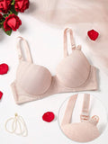 2pcs Maternity Women's Solid Color Simple Daily Wear Underwear Bra Set