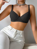 2pcs Maternity Women's Solid Color Simple Daily Wear Underwear Bra Set