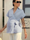 Maternity Striped Batwing Short Sleeve