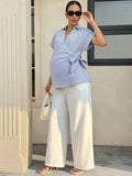 Maternity Striped Batwing Short Sleeve