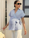Maternity Striped Batwing Short Sleeve
