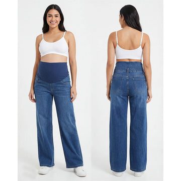 High-Waist Maternity Wide-Leg Jeans