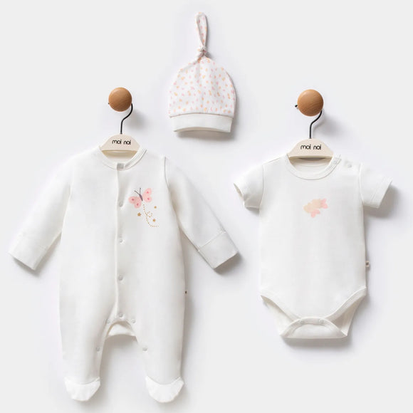 Moi Noi Baby Girl Romper Set with Hat