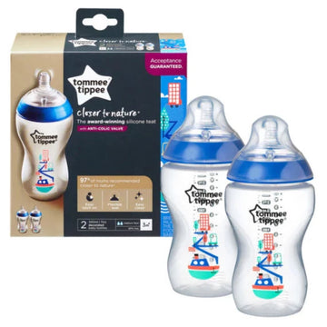 Closer To Nature, Baby Bottles 340ml Bleu, 2 Pcs