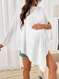 Maternity Summer Casual Loose Asymmetric Hem Split T-Shirt