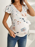 Maternity Elegant Floral Nursing Top