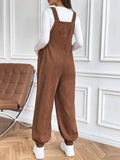 Brown Elastic Adjustable Maternity Casual Jumpsuit