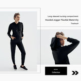Maternity Tracksuit Breastfeeding Split Hooded Jogger