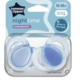 Night Time Soothers 18-36m 2 Pack Dummies