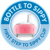 SB8191-P3, 250 ml Narrow-Neck "Options" Transition Bottle TO Sippy Spout - Pink