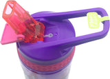 Water Bottle 473 ML Sipping Straw and Cooling Gel For Kids - Purple