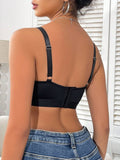 Black Ruched Maternity Bra With Medium Stretch Fabric