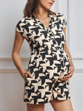 Asymmetrical Geometric Print Maternity Jumpsuit