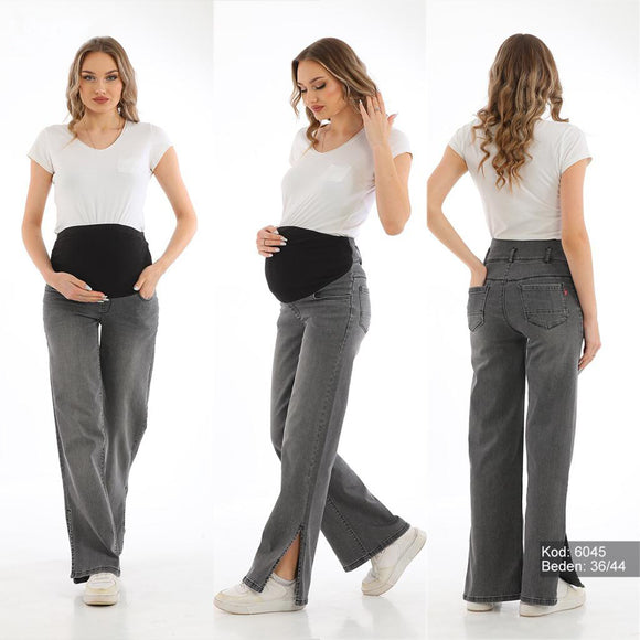 Wide Leg Maternity Jeans Grey