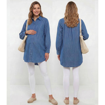 Blu Denim Maternity & Nursing Shirt Dress