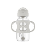 Wide-Neck Sippy Straw Bottle with Handles, 270mL, Gray, 6m+