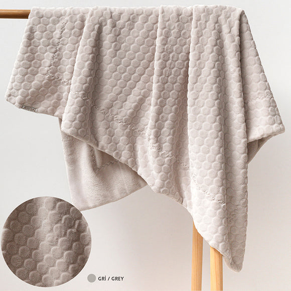 BLANKET...EMBOSSED VELBOA - GRAY