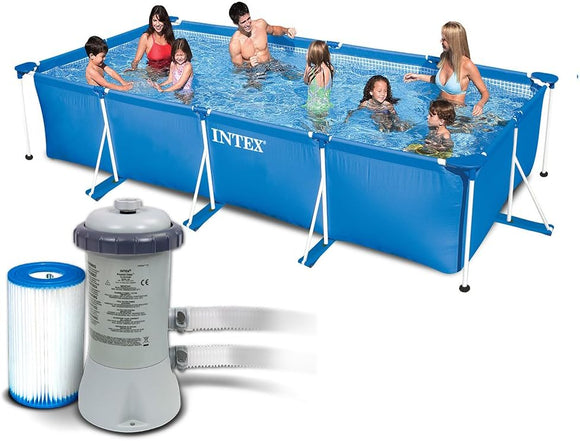 3-in-1 Rectangular Frame Pool Set with Filter Pump, 450 x 220 x 84 cm