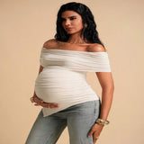 Maternity Tops Maternity Off Shoulder Ruched Asymm