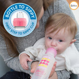 SB8191-P3, 250 ml Narrow-Neck "Options" Transition Bottle TO Sippy Spout - Pink