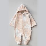 Baby Bear Print Sherpa Hooded Onesie 6-12M